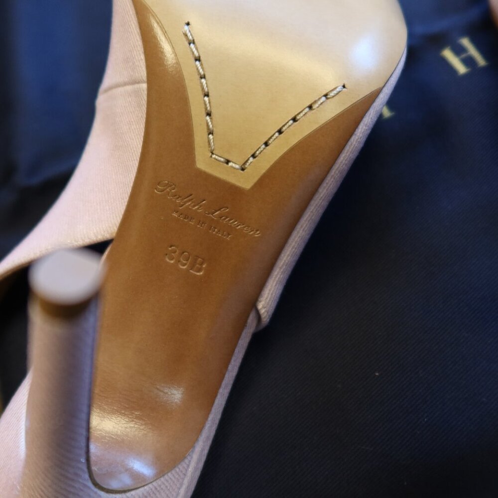 Ralph Lauren Purple Label Carley Pink Pearl Fabric Pumps - Picture 7 of 8